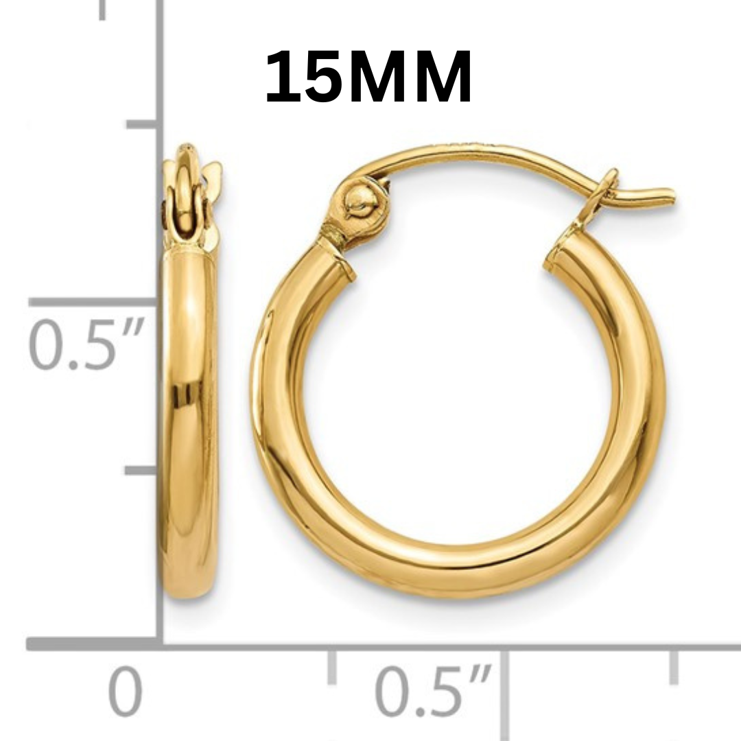 10K Gold Hoop Huggies 2MM (Clasp Style)