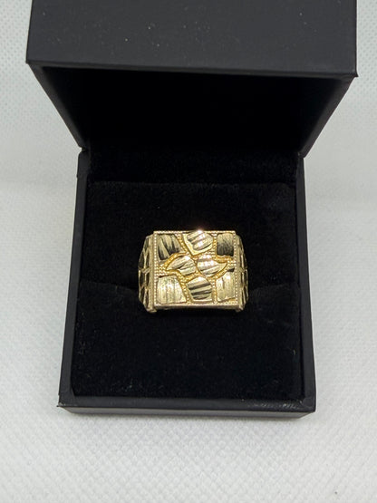 10K Solid Gold Nugget Ring - Size 9.5