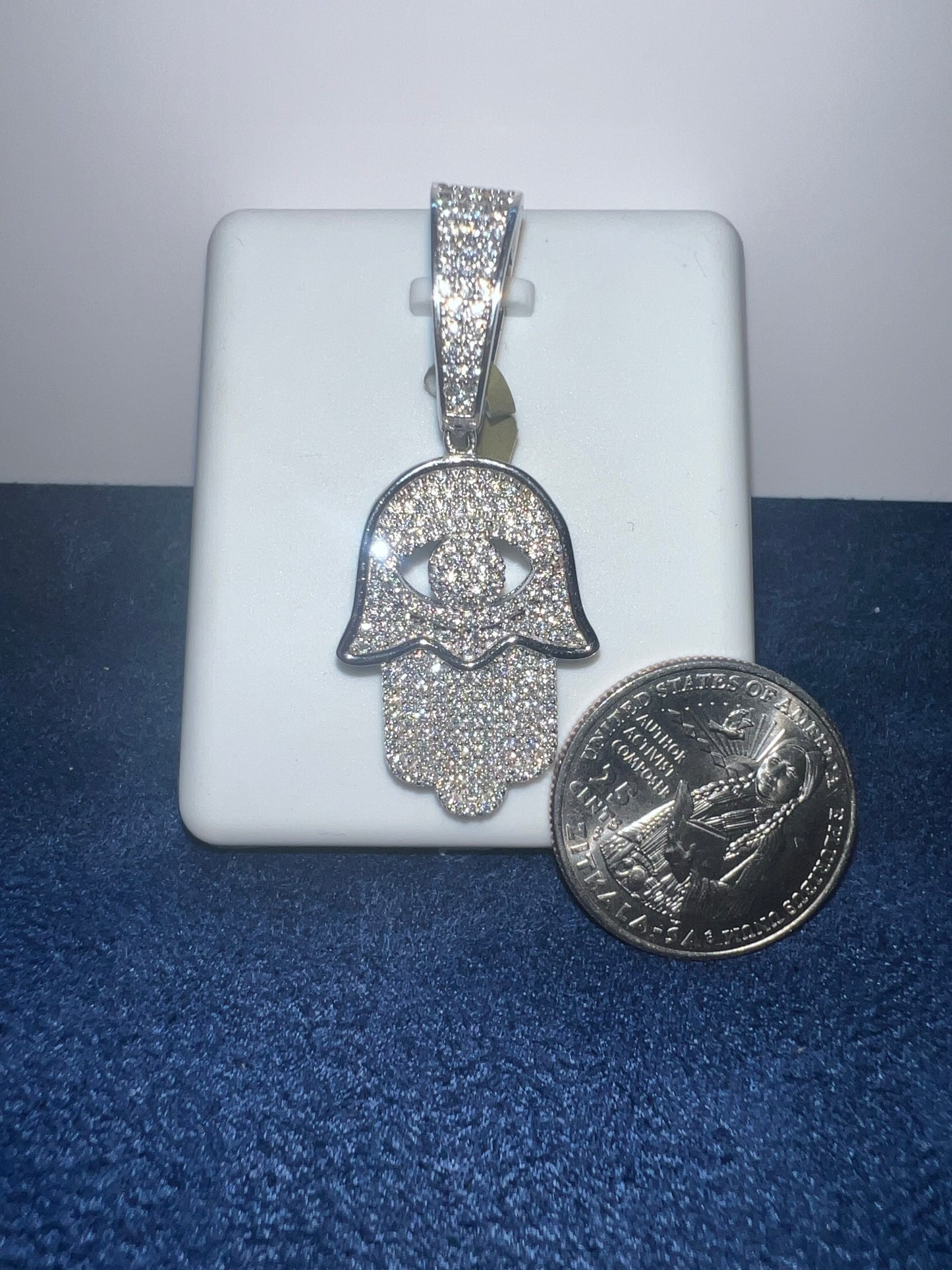 Silver Hamza Moissanite Pendant