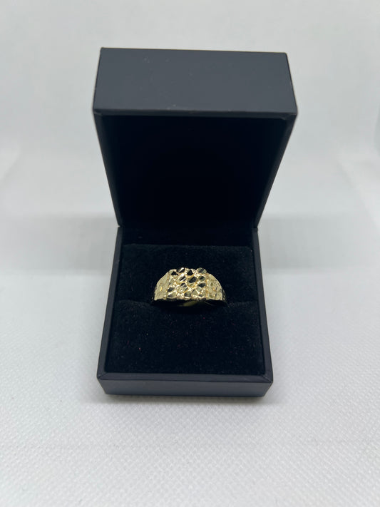 10K Solid Gold Nugget Ring - Chain Included