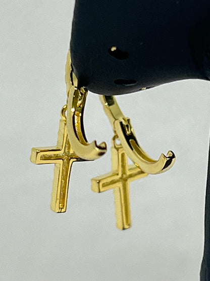 Gold Vermeil Cross Glacier Moissanite Earrings