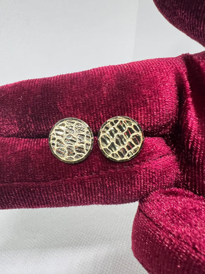 10K Solid Gold Flat Round Nugget Earrings