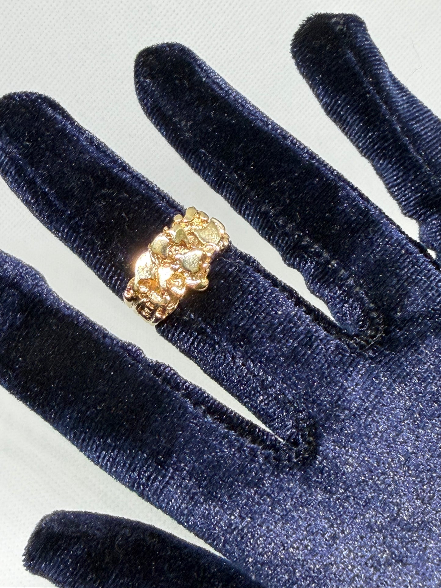 14K Solid Gold Nugget Ring - Size 8