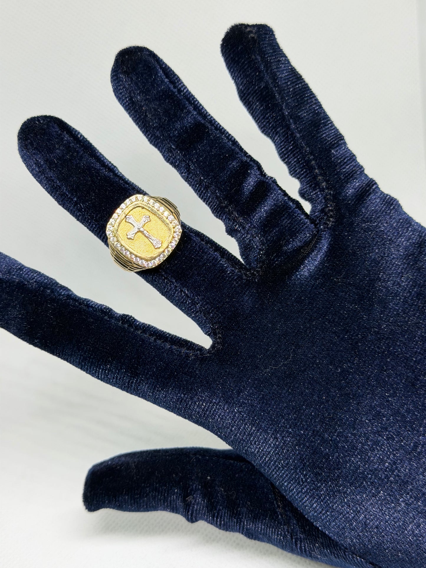 10K Solid Gold Cross Ring - Size 10