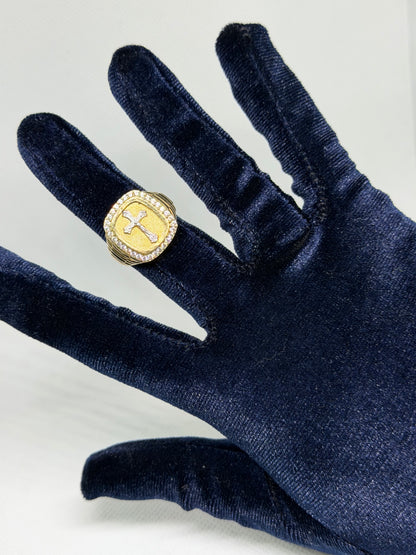 10K Solid Gold Cross Ring - Size 10