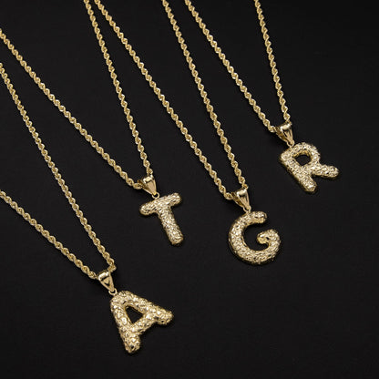 10K Solid Gold Nugget Initial Pendant