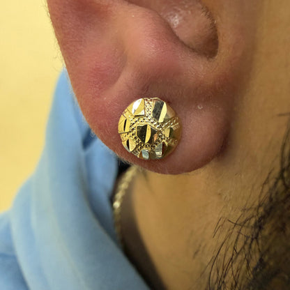 10K Gold Round Nugget Earrings