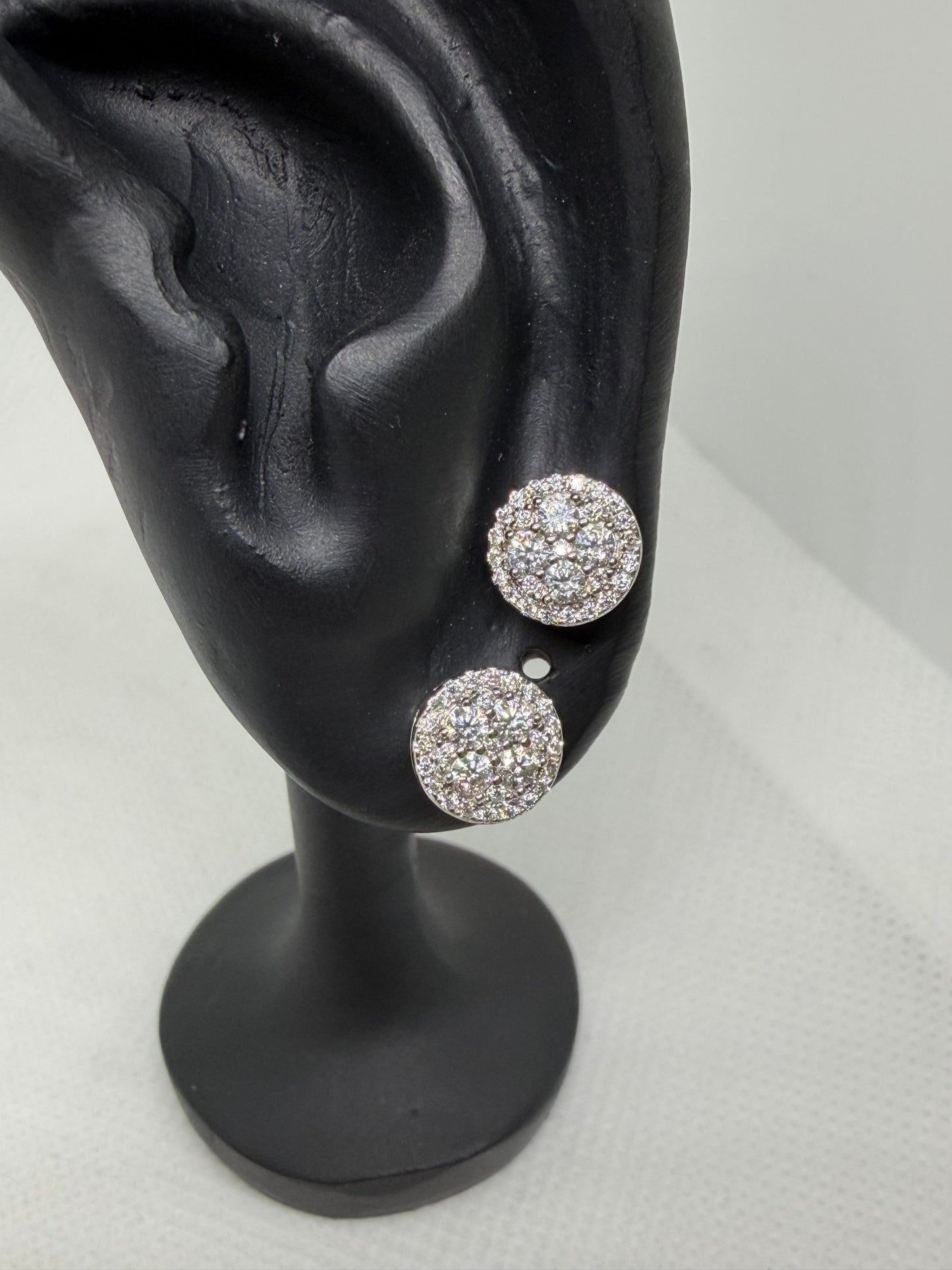 Sterling Silver Circle Halo Moissanite Earrings