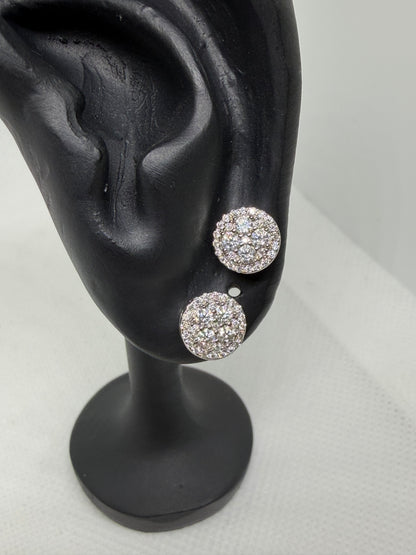 Sterling Silver Circle Halo Moissanite Earrings