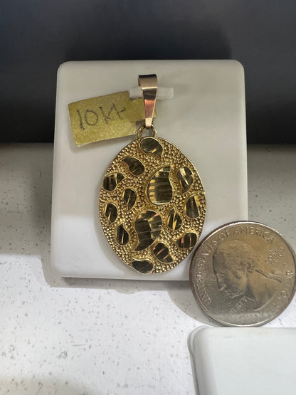 10K Gold Oval Nugget Pendant
