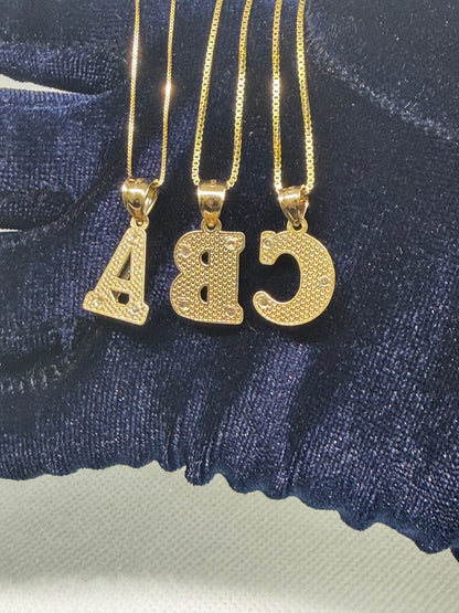 10K Solid Gold Double Plated Initial Pendants