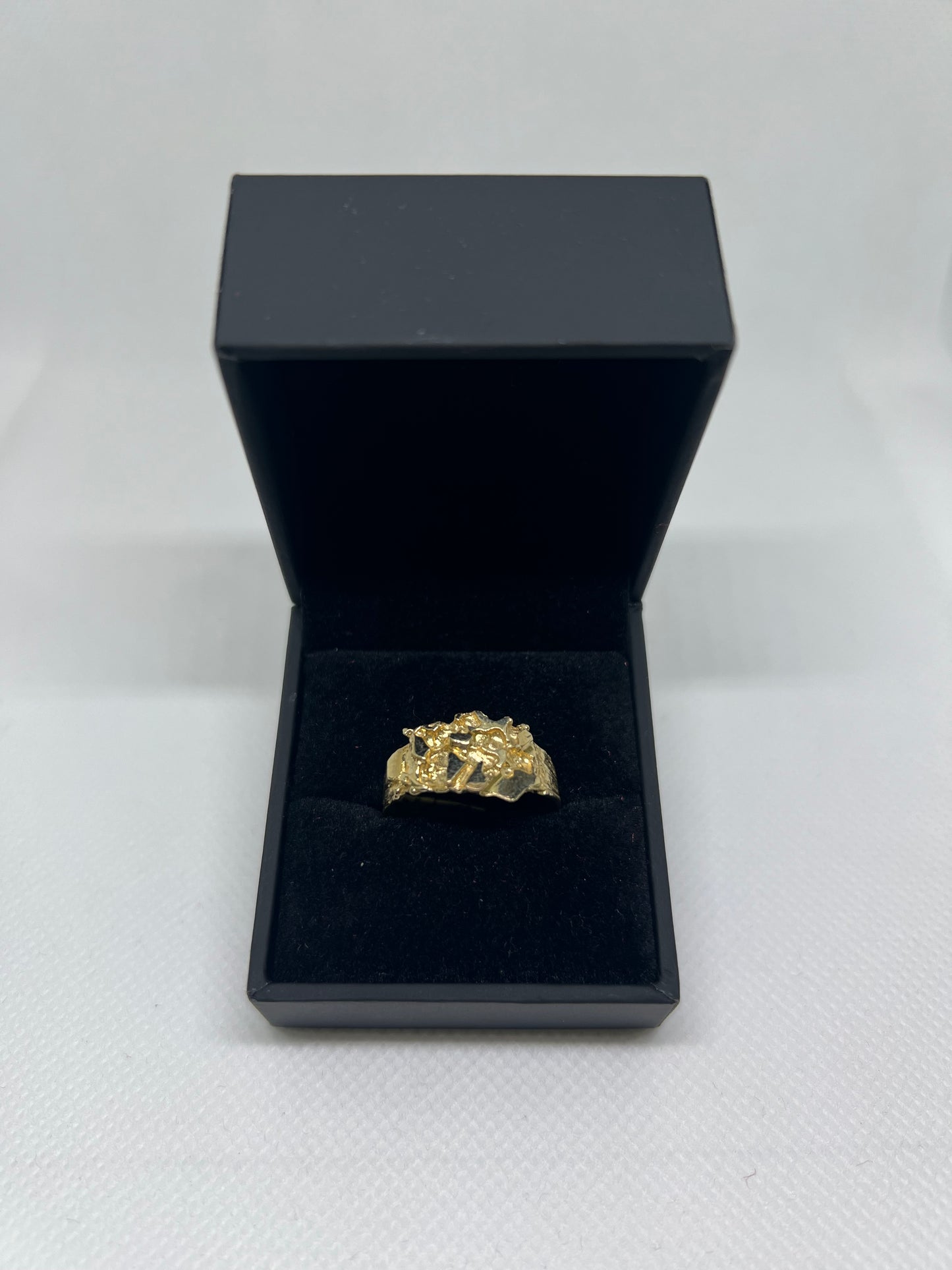 10K Solid Gold Nugget Ring - Chain Included