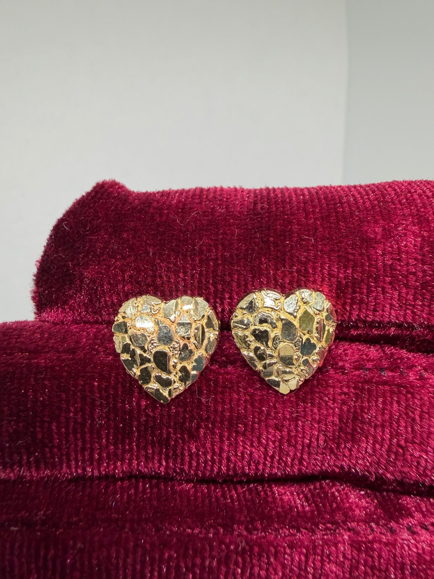10K Yellow Gold Heart Nugget Earrings