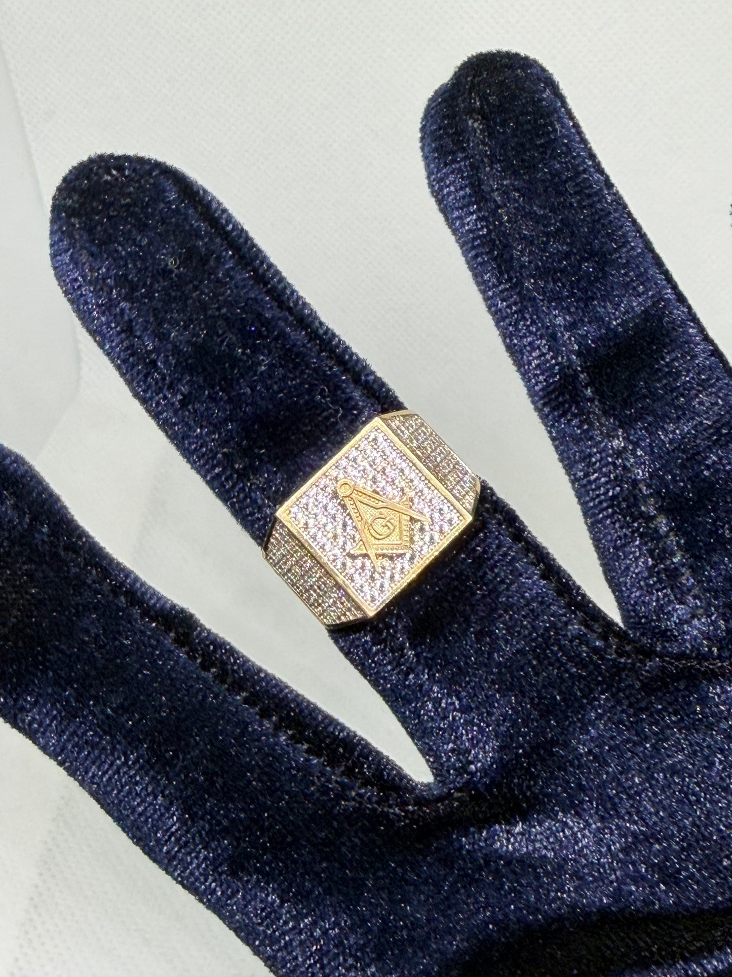 10K Solid Gold Glacier Masonic Ring - Size 10