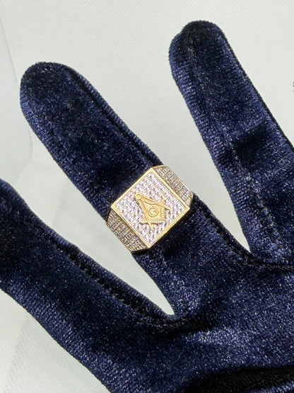 10K Solid Gold Glacier Masonic Ring - Size 10