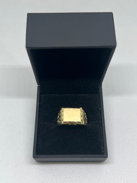 10K Solid Gold Mens Ring - Chain Included