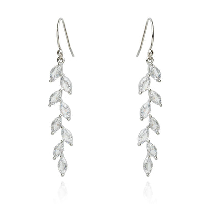 925 Sterling Silver Leaf Dangle Earrings