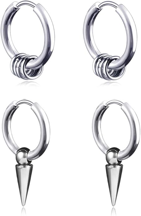 2 Pair Hoop Earrings in Silver