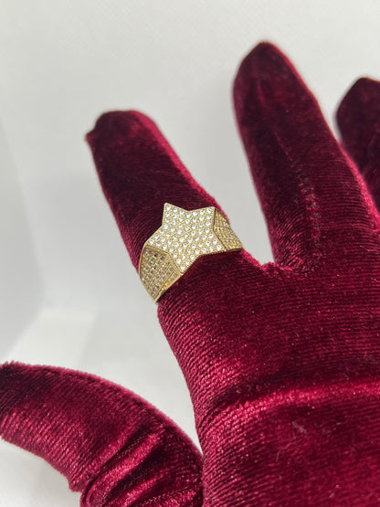 10K Solid Gold Star Ring - Chain Included