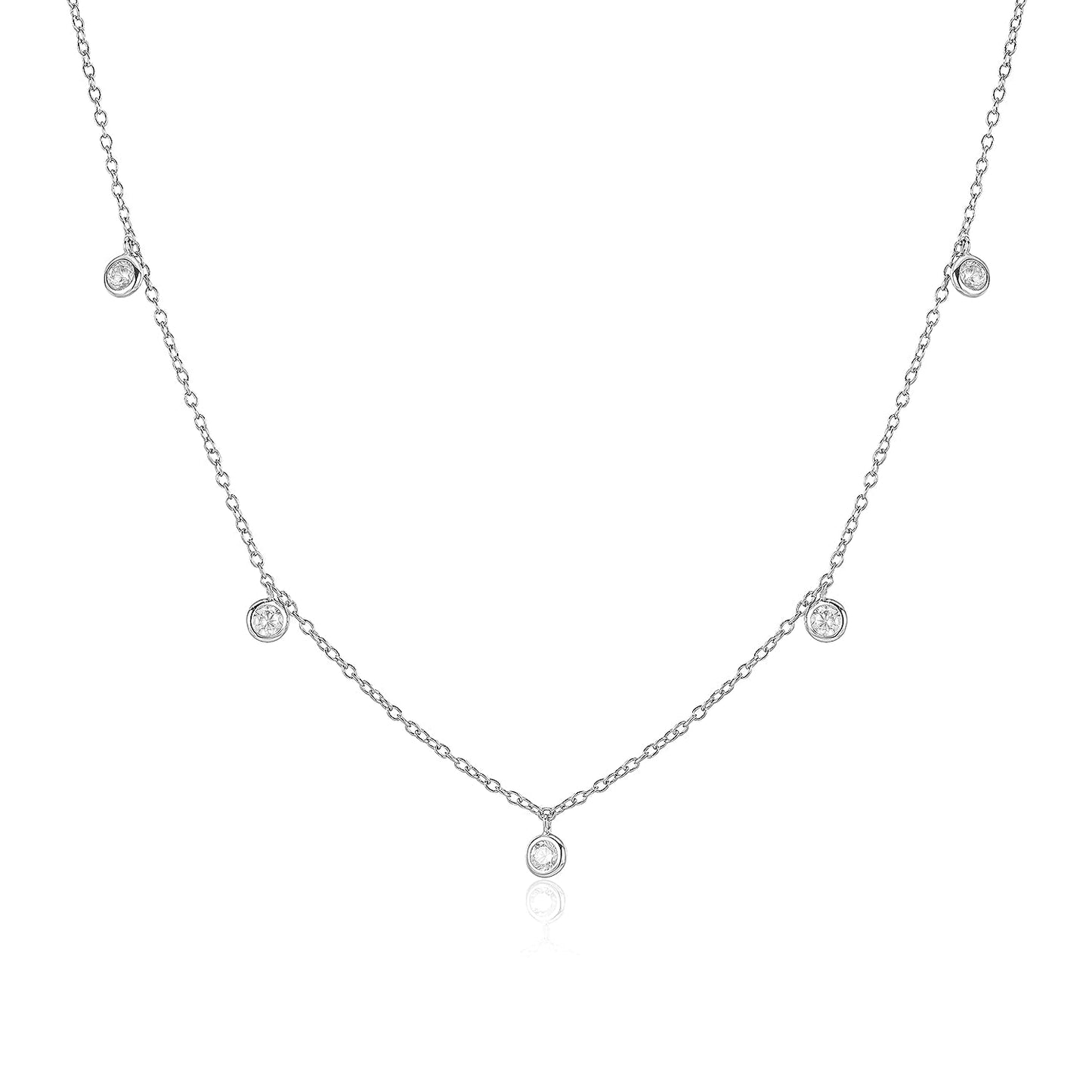 Dainty Diamond Pendant Necklace in Silver