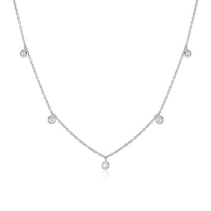 Dainty Diamond Pendant Necklace in Silver