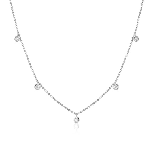 Dainty Diamond Pendant Necklace in Silver