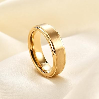 Gold 6mm Tungsten Wedding Band