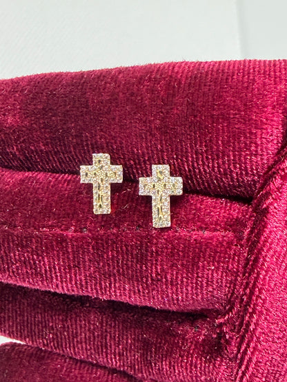 10K Glacier Cut Cross Nugget Earrings