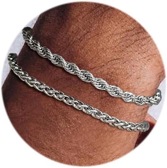 Rope and Franco Bracelet Pack in Silver