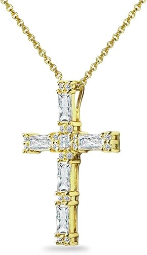 925 Sterling Silver Baguette Cross Pendant