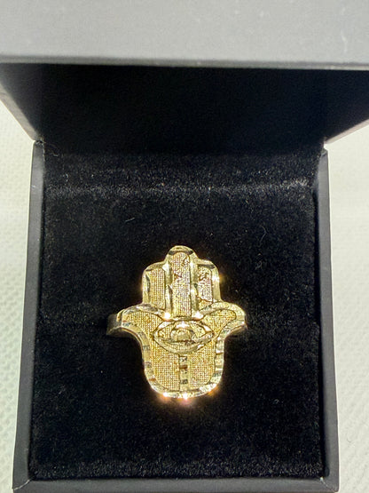 10k Gold Hamza Ring - Size 8.5