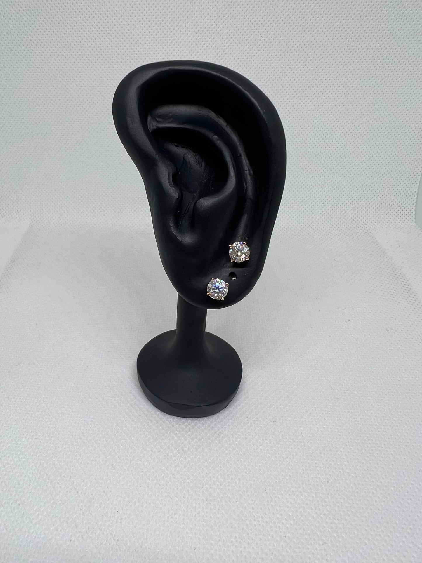 Rose Gold Vermeil Solitaire Moissanite Earrings