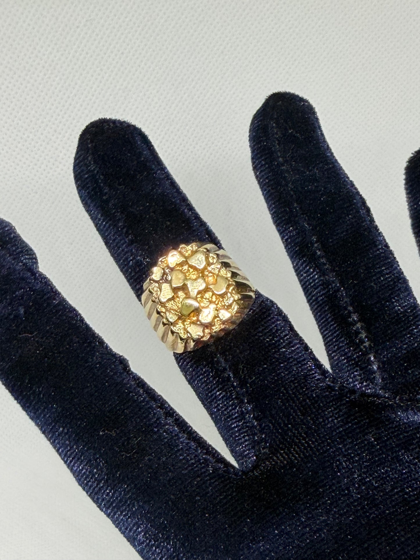 14K Solid Gold Nugget Ring - Size 9