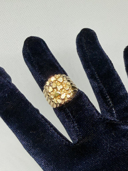 14K Solid Gold Nugget Ring - Size 9