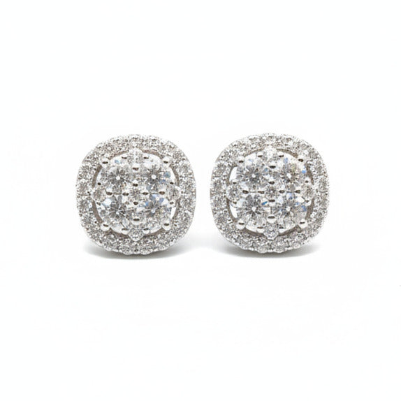 Sterling Silver Halo Setting Moissanite Earrings
