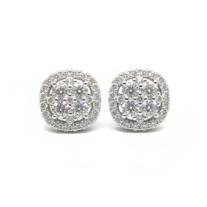 Sterling Silver Halo Setting Moissanite Earrings