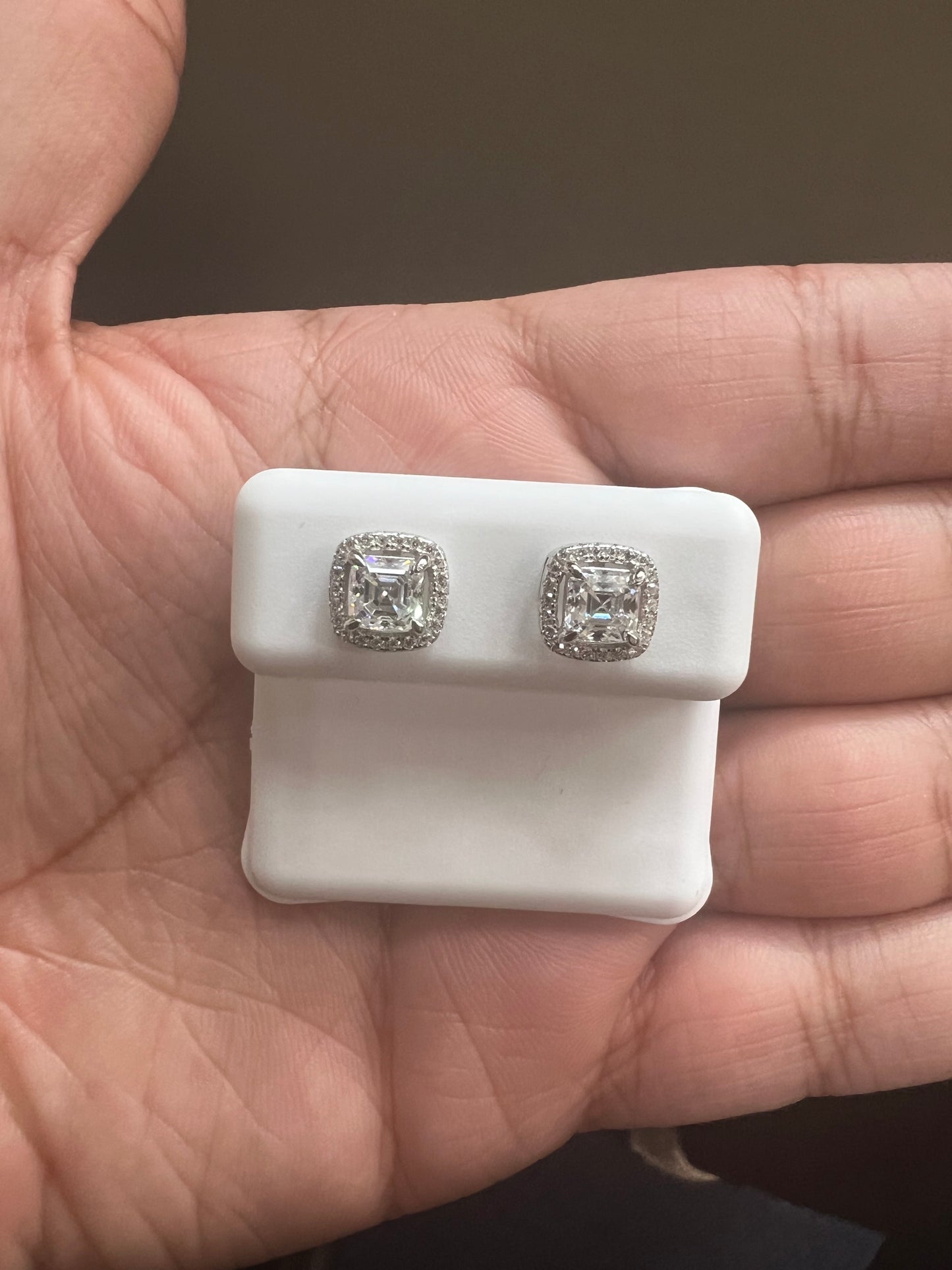 Sterling Silver Square Moissanite Earrings