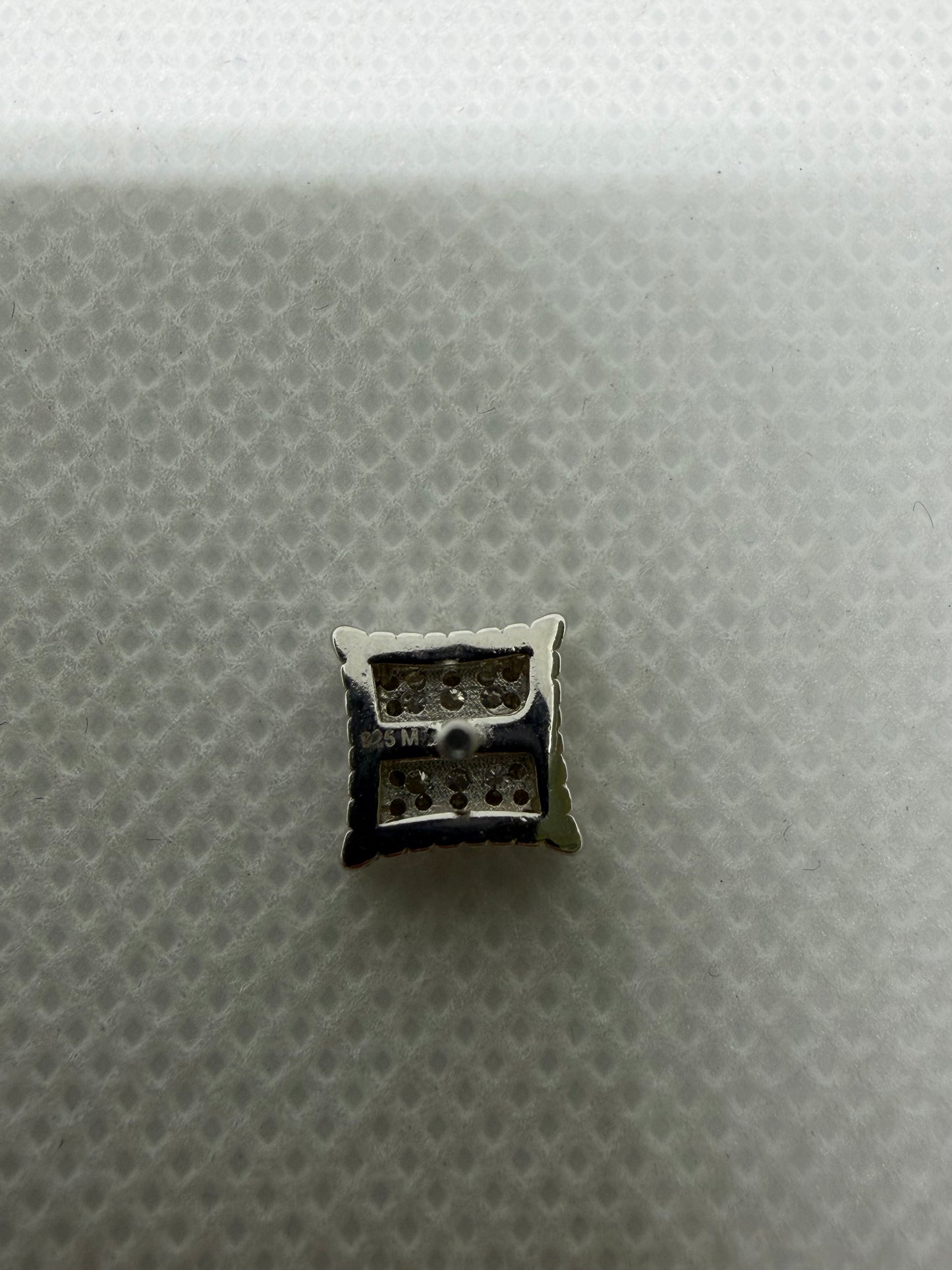 Sterling Silver Square Cluster Moissanite Earrings