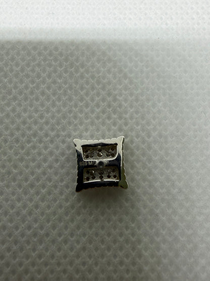 Sterling Silver Square Cluster Moissanite Earrings