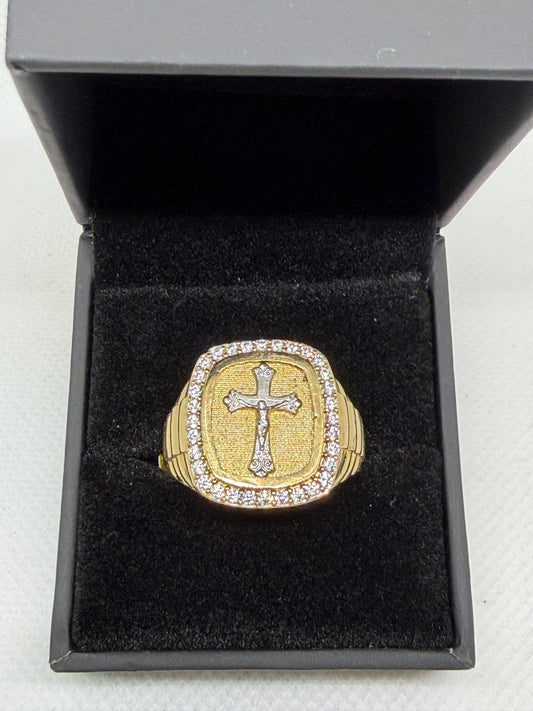 10K Solid Gold Cross Ring - Size 10