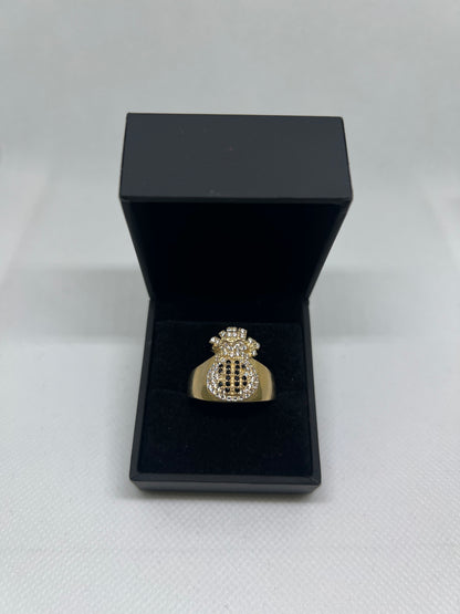 10K Solid Gold Moneybag Ring - Chain Included