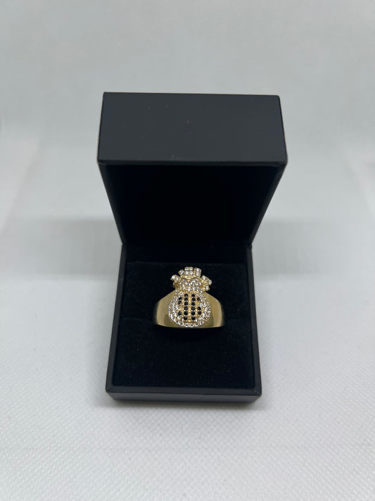 10K Solid Gold Moneybag Ring - Chain Included