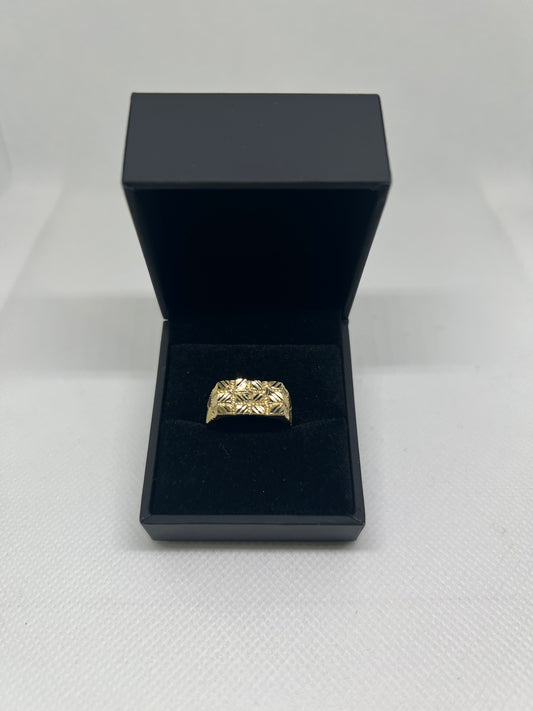 10K Solid Gold Nugget Ring - Chain Included