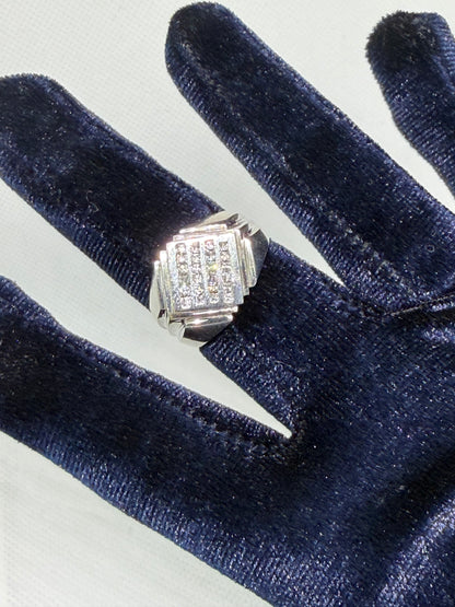 14K Solid White Gold Glacier Ring - Size 10