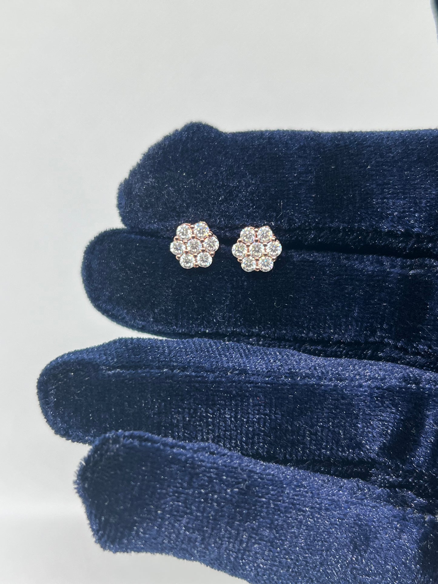 Rose Gold Vermeil Flower Moissanite Earrings