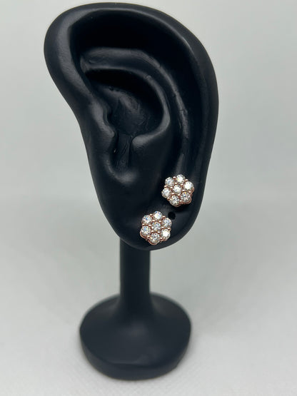 Rose Gold Vermeil Flower Moissanite Earrings