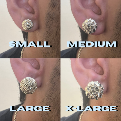 10K Round Gold Nugget Earrings - Chain Included