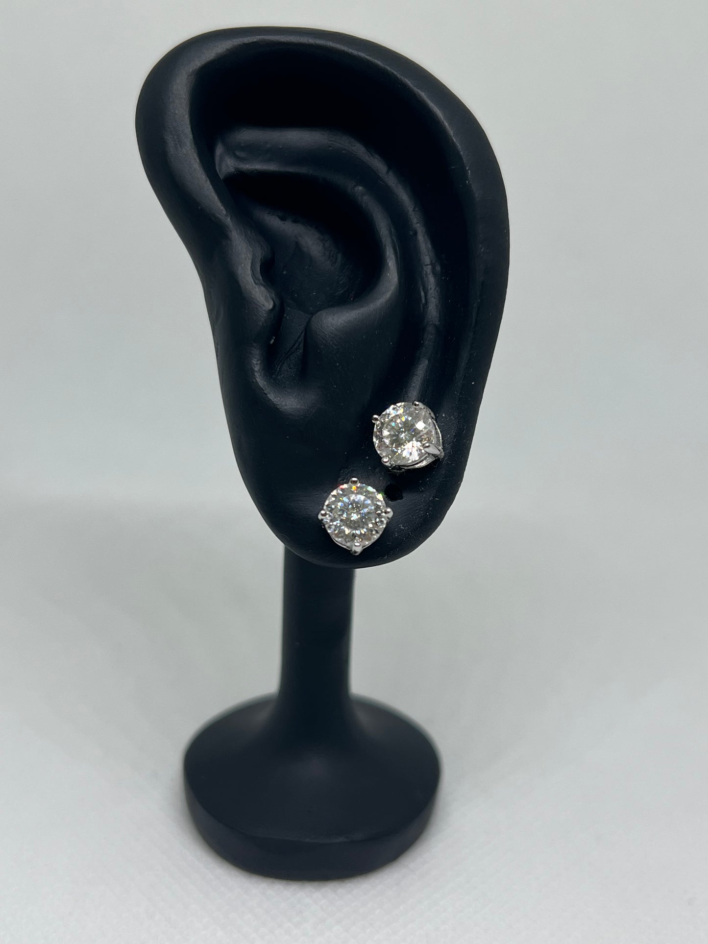 Sterling Silver Solitaire Glacier Moissanite Earrings