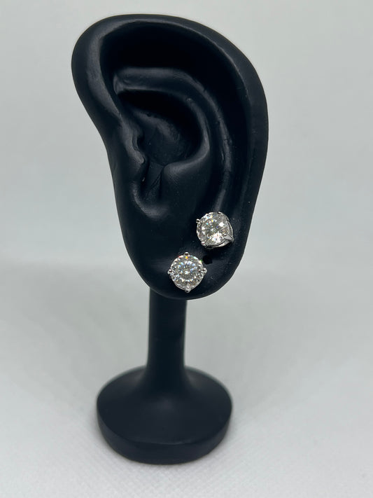 Sterling Silver Solitaire Glacier Moissanite Earrings