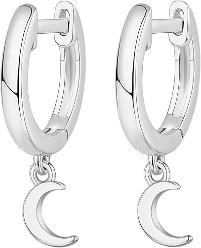 925 Sterling Silver Moon Hoop Earrings